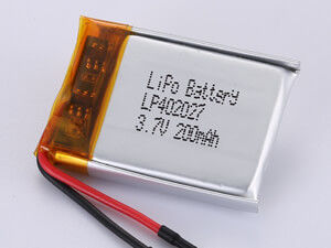 Высокая плотность энергии LP402027 3.7V 200MAH Литий полимерная аккумуляторная батарея для высокоскоростных приложений 12 месяцев Гарантия