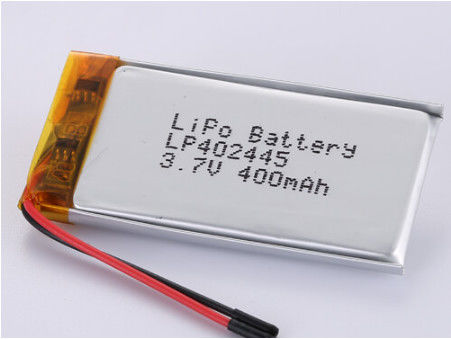LP402445 3.7V 400MAH Серебряная фольга и прозрачная ПВХ литий-полимерная батарея с проводами 50 мм Красная проволока и черная проволока Оксиды лития кобальта