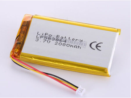OEM приемлемый LP583864 3.7V 2080MAH Ли-ионные батареи Производители с 1-летним сроком годности и высокой емкостью LiPo Pack